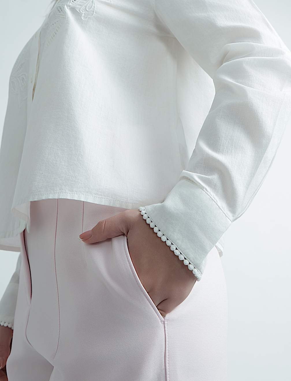 High Waisted Pleat Front Tapered Trousers