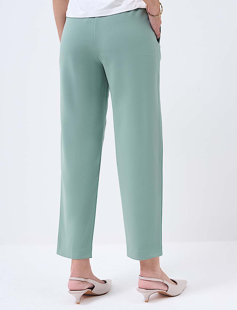 High Waisted Pleat Front Tapered Trousers