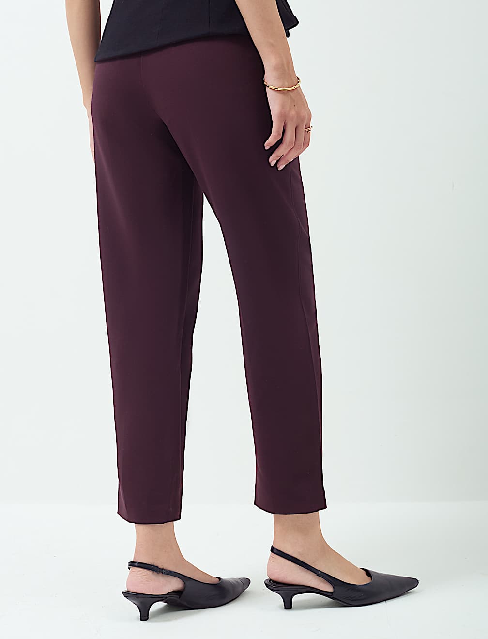 High Waisted Pleat Front Tapered Trousers