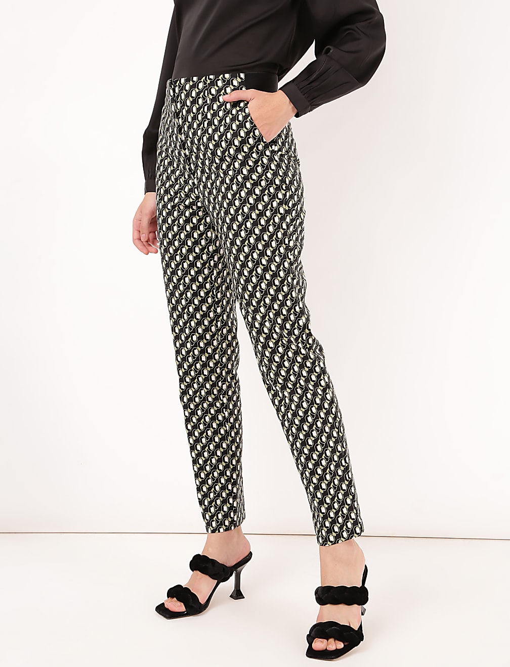 Cotton Mix Printed Slim Fit Trousers