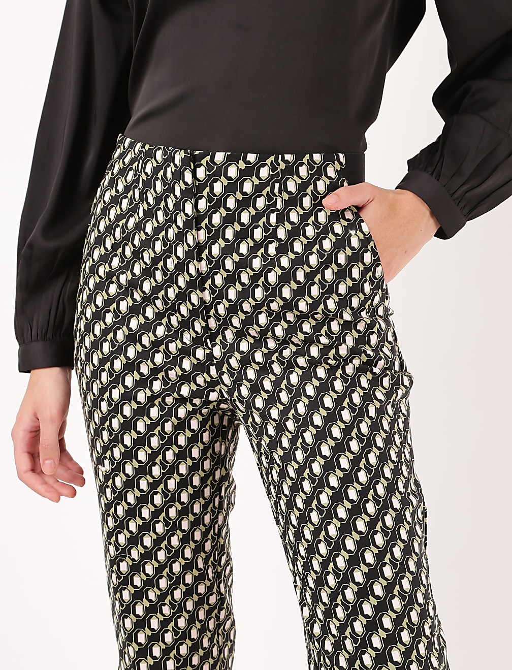 Cotton Mix Printed Slim Fit Trousers