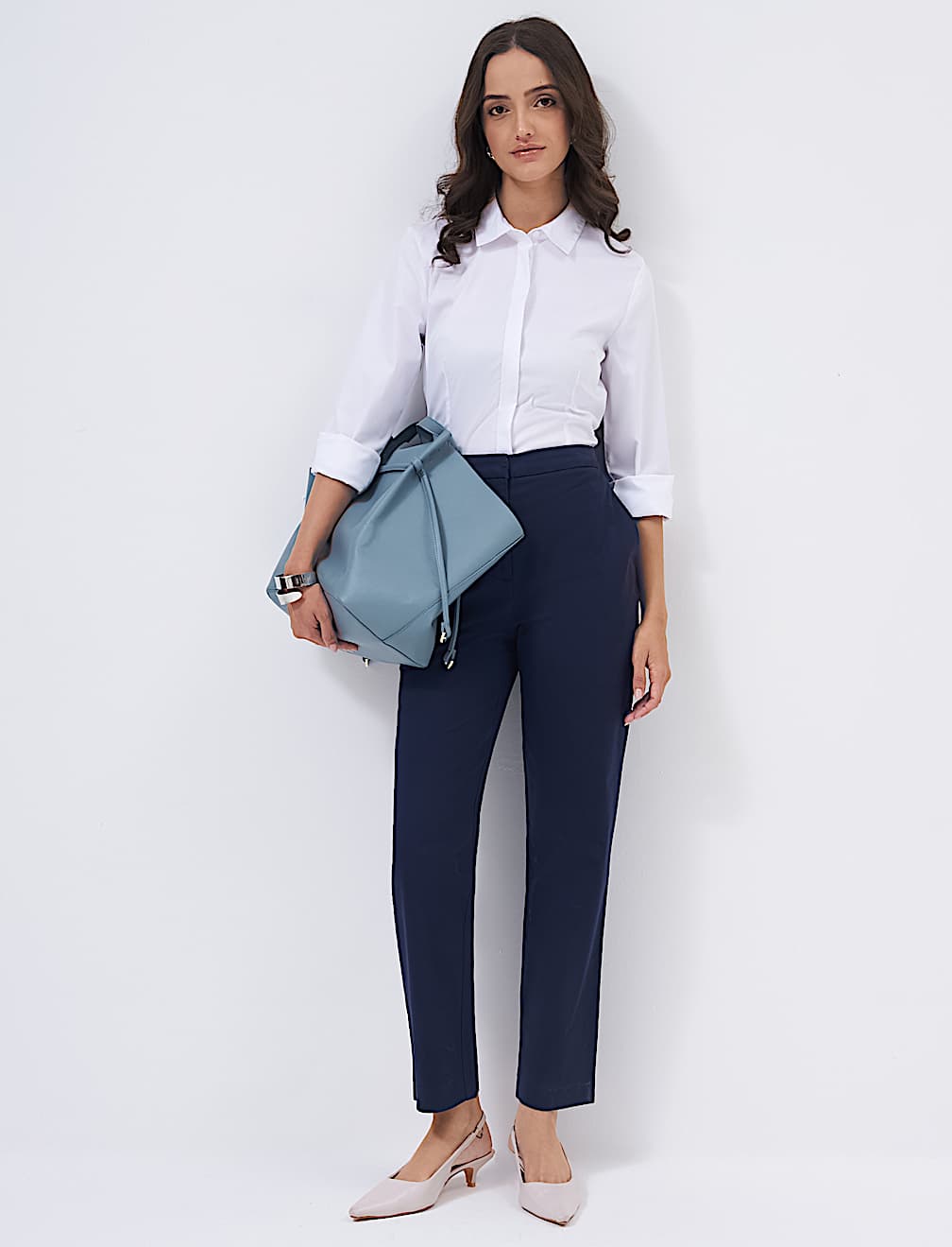 Cotton Rich Slim Fit Ankle Grazer Trousers