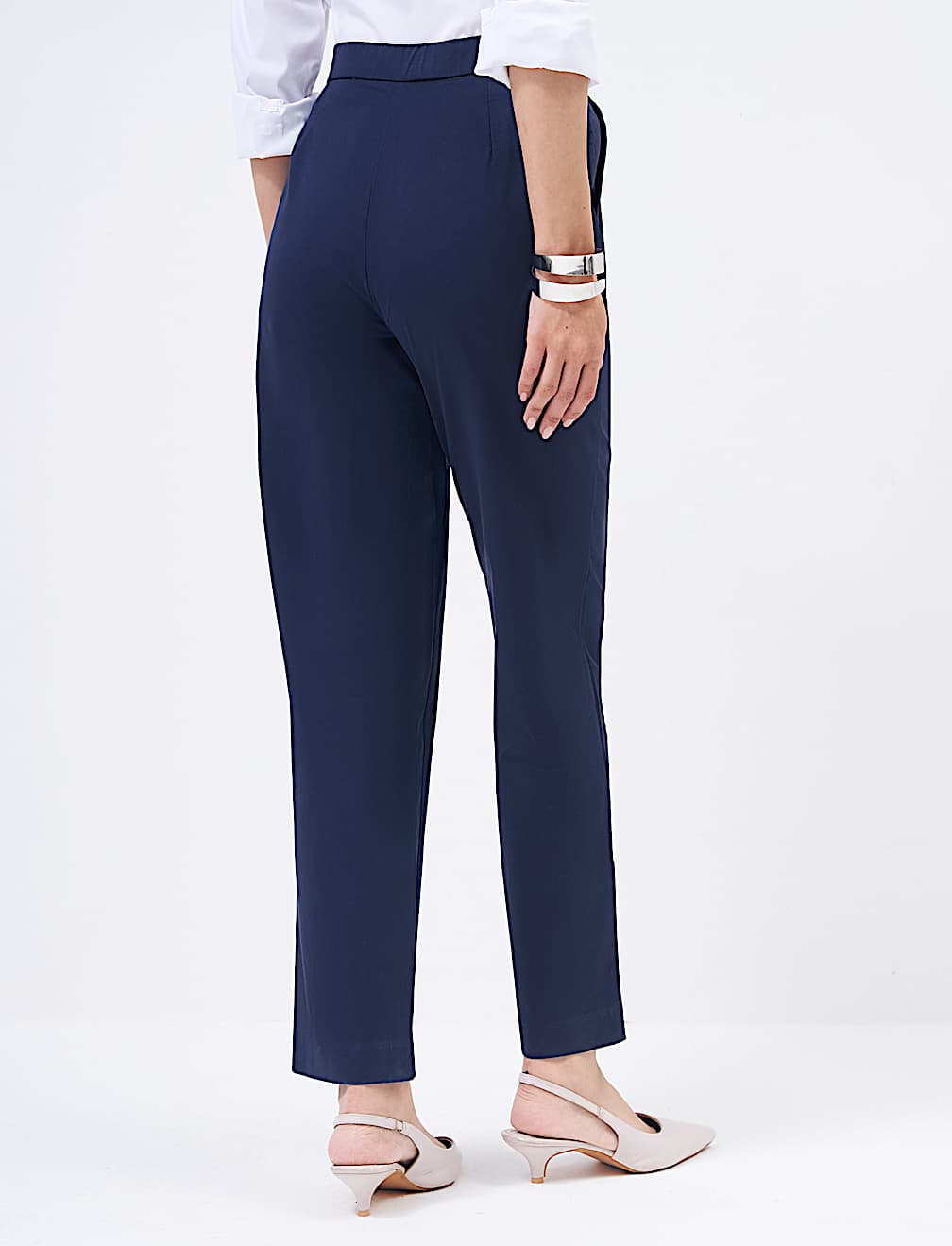 Cotton Rich Slim Fit Ankle Grazer Trousers