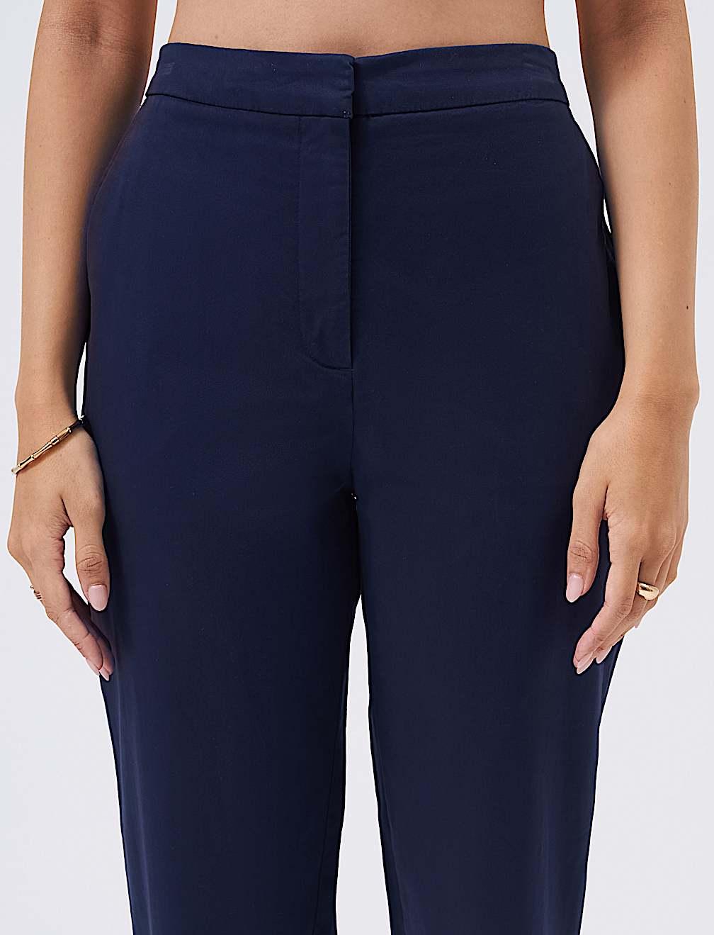 Cotton Rich Slim Fit Ankle Grazer Trousers