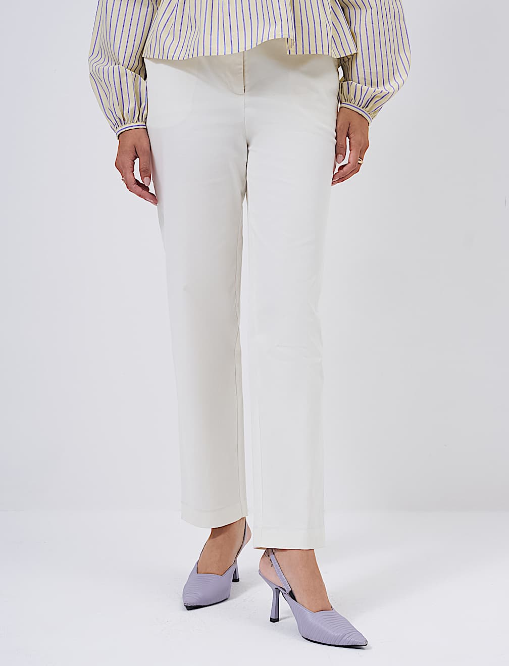 Cotton Rich Slim Fit Ankle Grazer Trousers