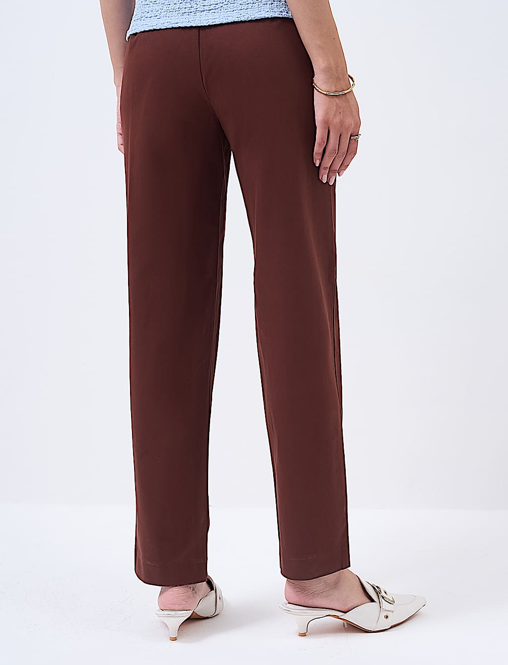 Cotton Rich Slim Fit Ankle Grazer Trousers