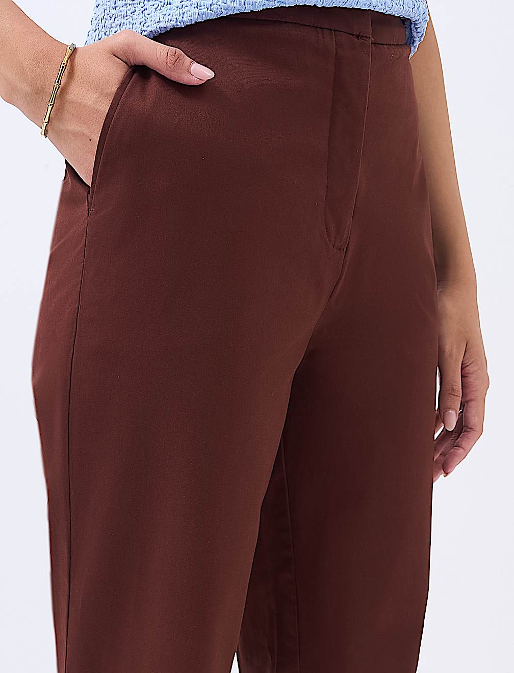 Cotton Rich Slim Fit Ankle Grazer Trousers