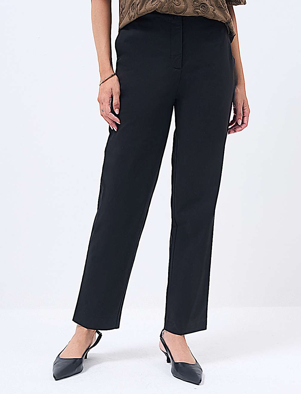 Cotton Rich Slim Fit Ankle Grazer Trousers