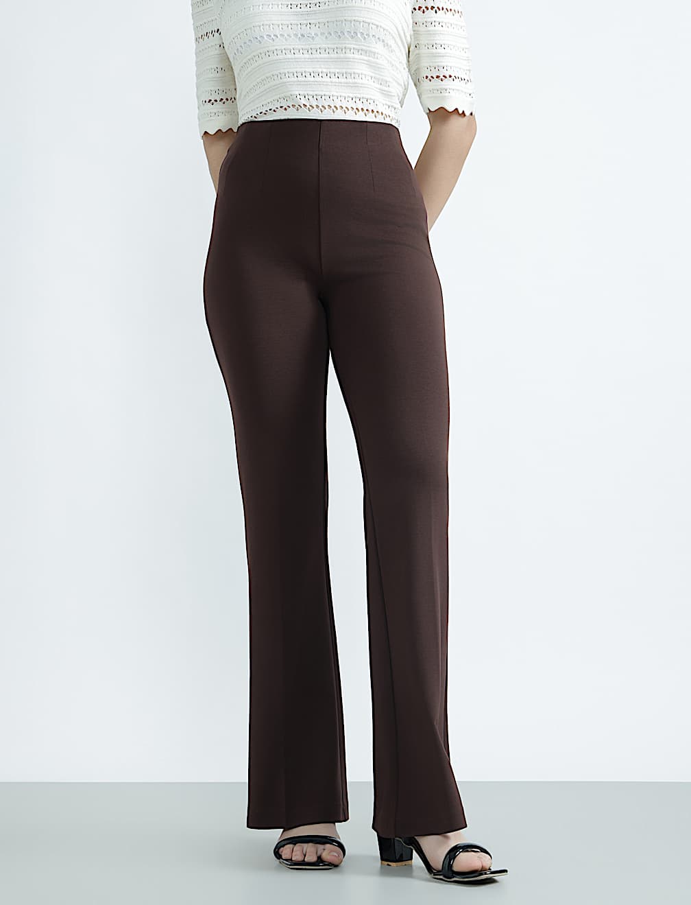 Viscose Rich Plain Slim Fit Trousers