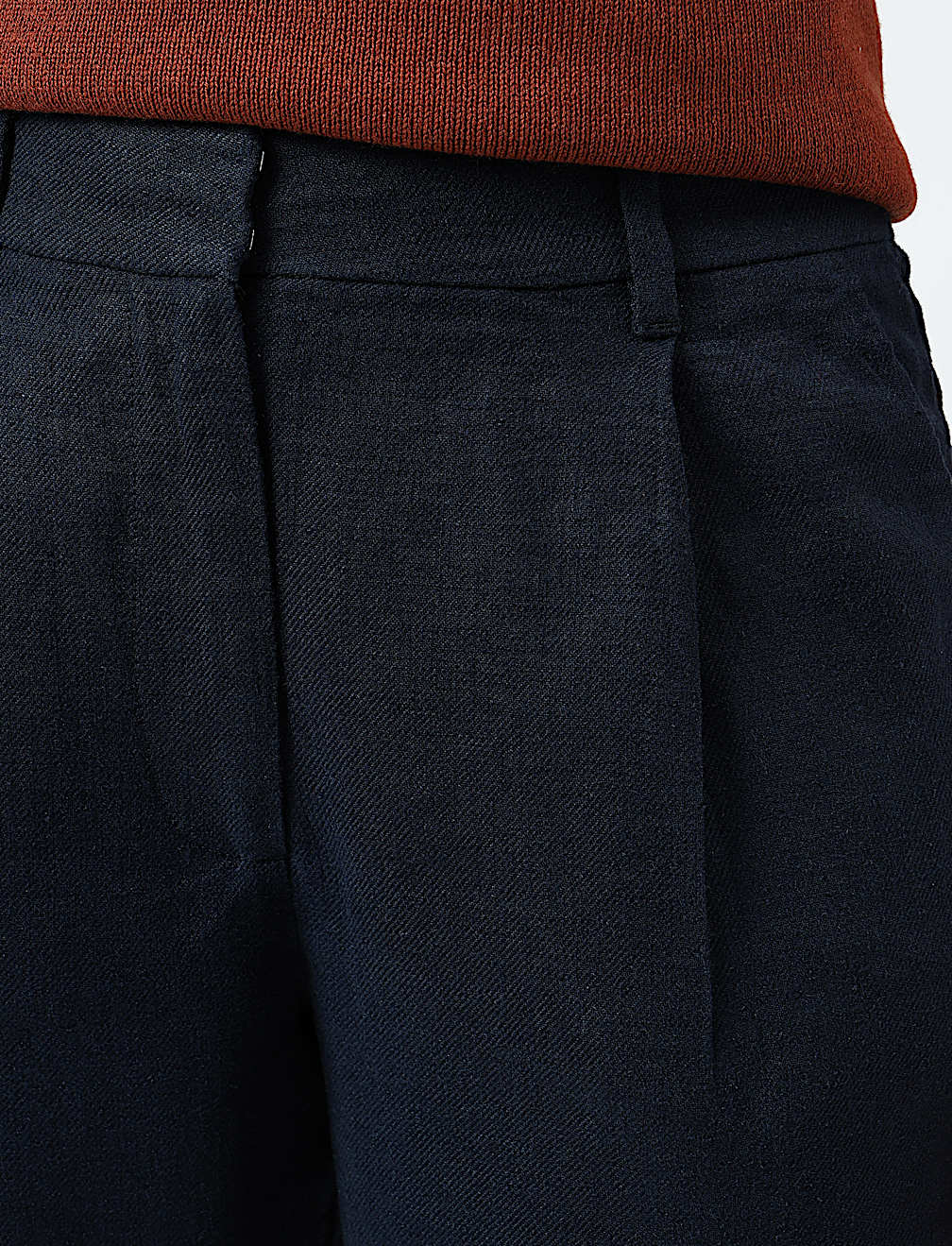 Linen Rich Pleat Front Cropped Trousers
