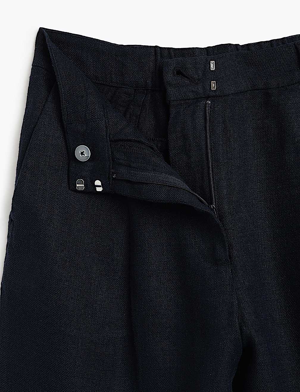 Linen Rich Pleat Front Cropped Trousers