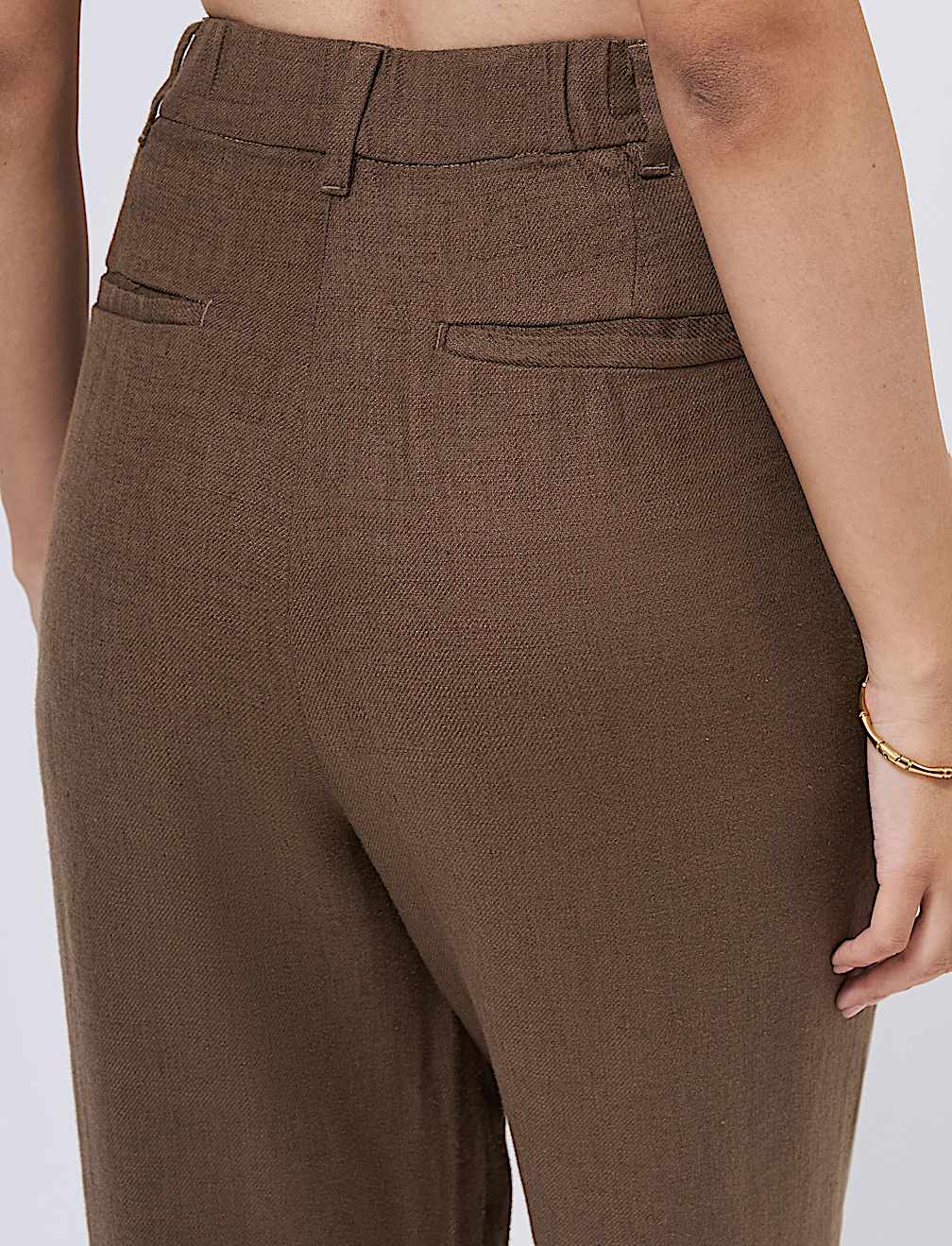 Linen Rich Pleat Front Cropped Trousers