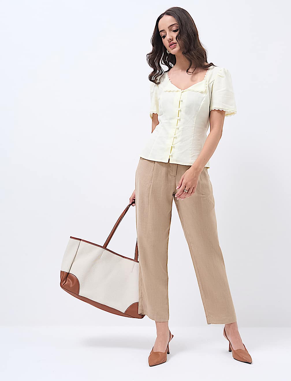 Linen Rich Pleat Front Cropped Trousers