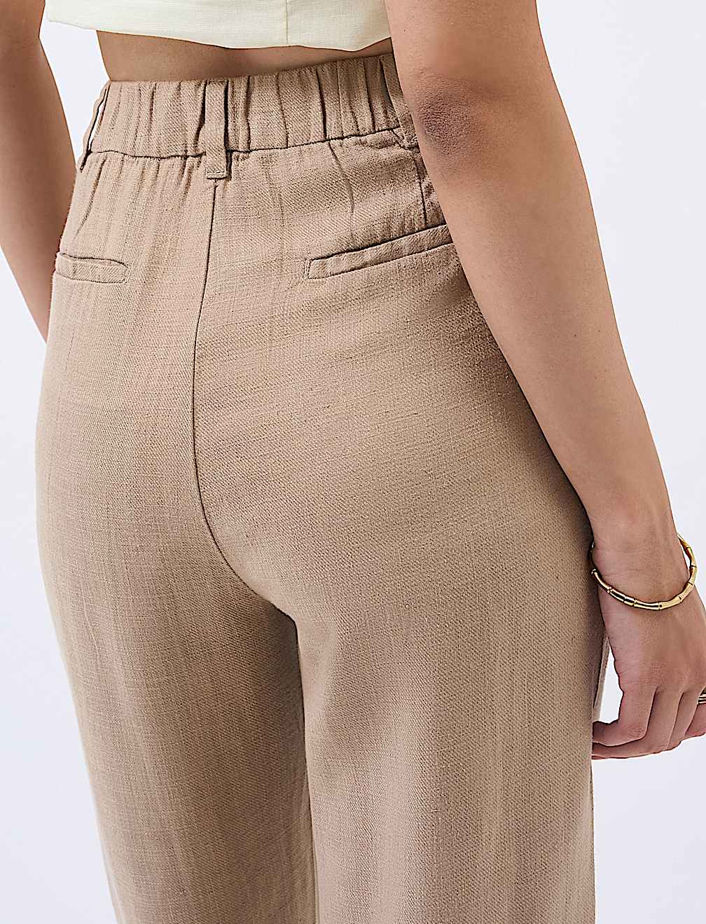 Linen Rich Pleat Front Cropped Trousers