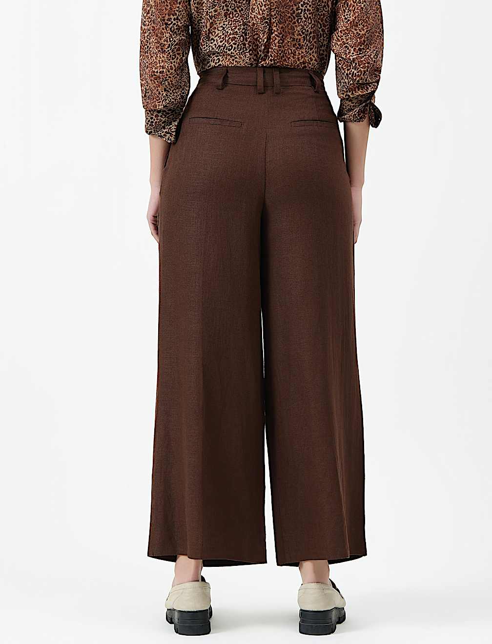 Linen Rich Textured Regular Fit Trousers