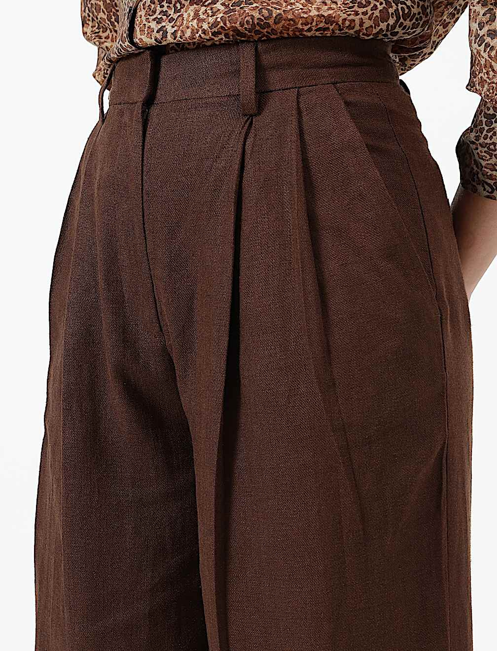 Linen Rich Textured Regular Fit Trousers