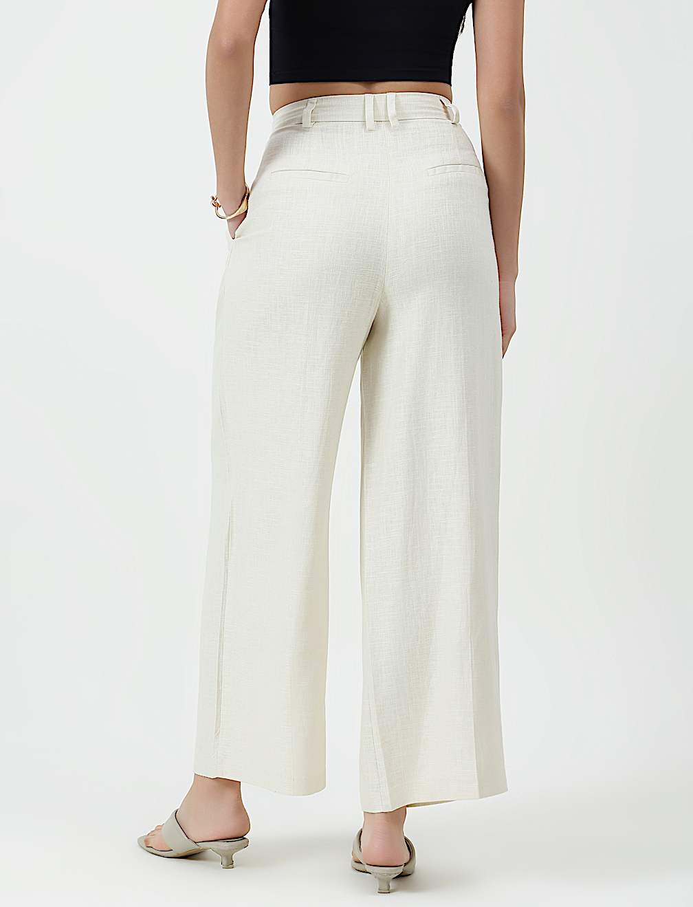 Linen Rich Textured Regular Fit Trousers