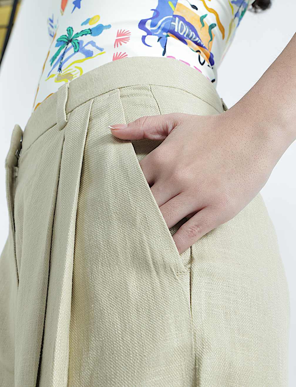 Linen Rich Textured Regular Fit Trousers