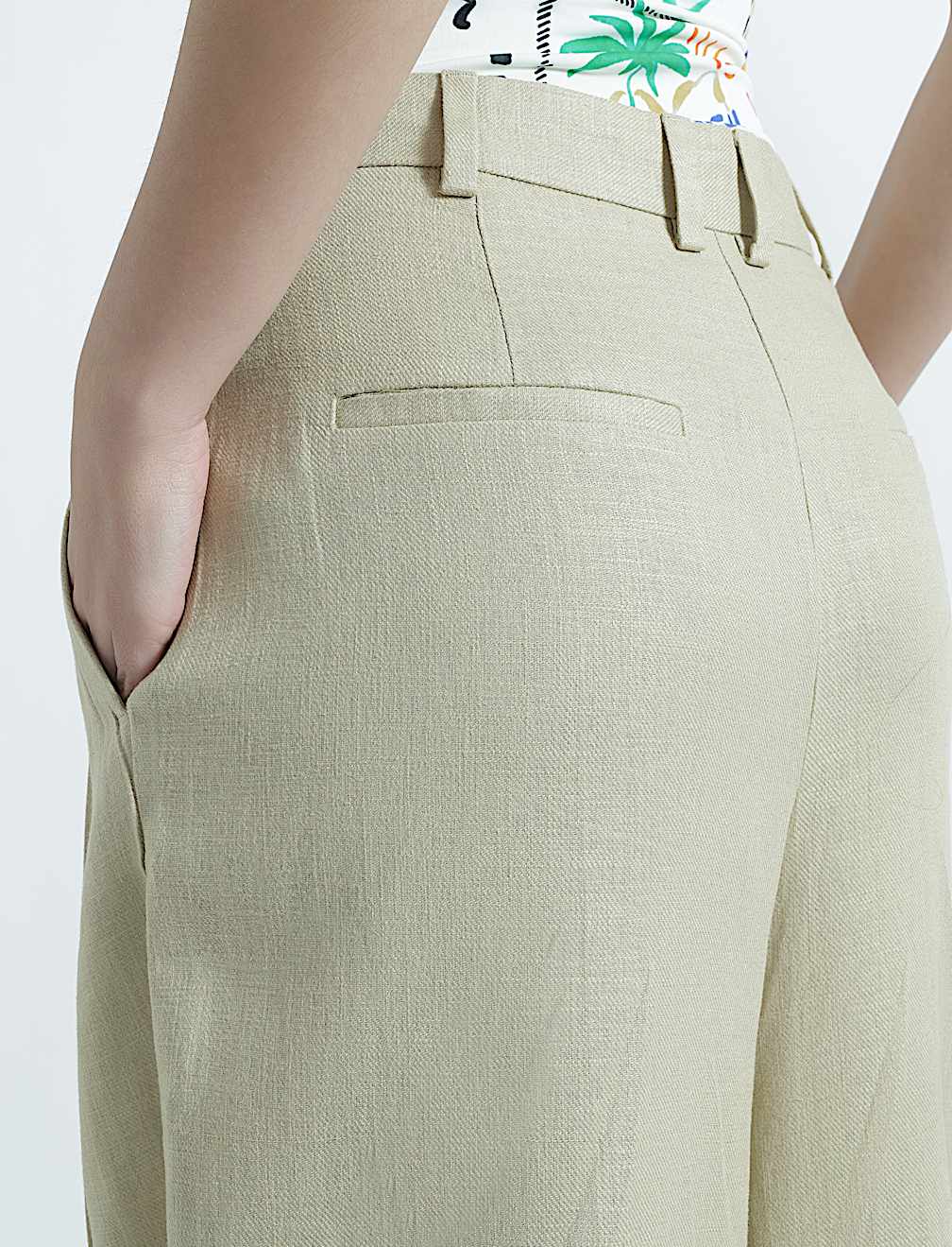 Linen Rich Textured Regular Fit Trousers