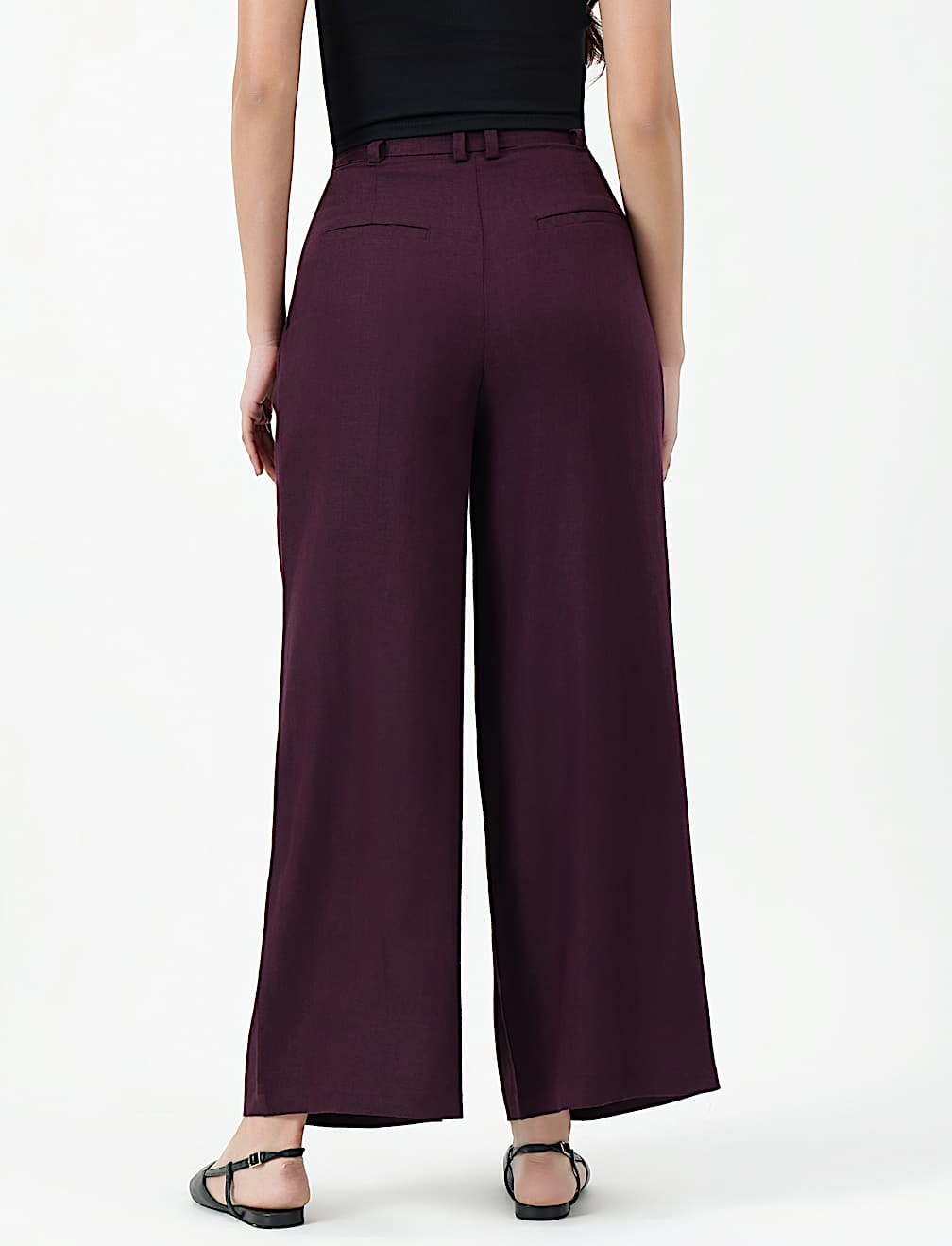 Linen Rich Textured Regular Fit Trousers