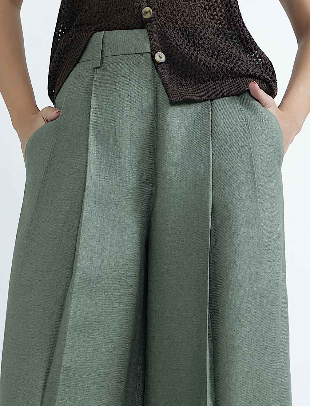 Linen Rich Textured Regular Fit Trousers