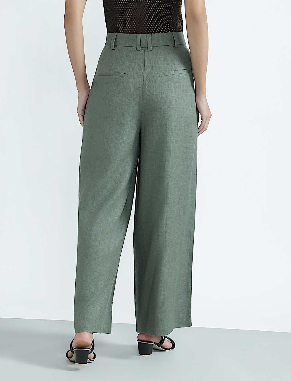 Linen Rich Textured Regular Fit Trousers