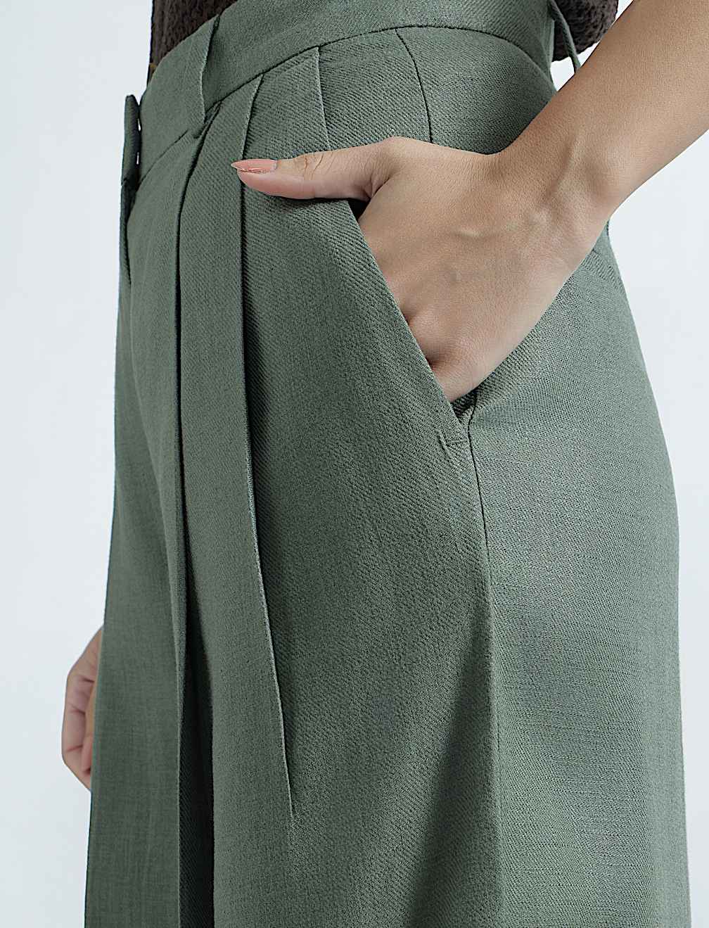 Linen Rich Textured Regular Fit Trousers