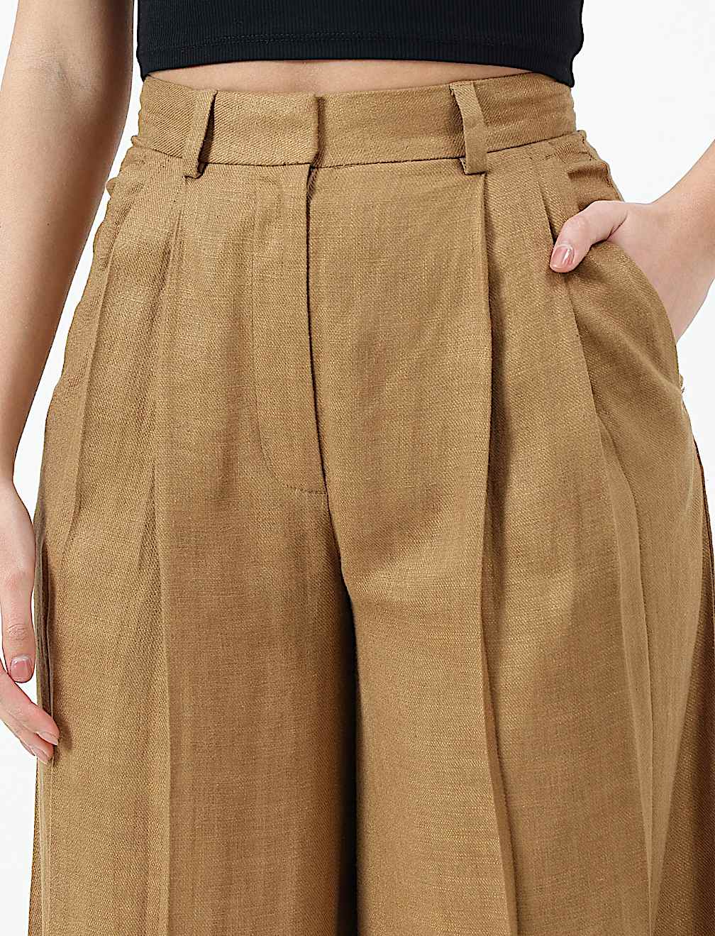 Linen Rich Textured Regular Fit Trousers