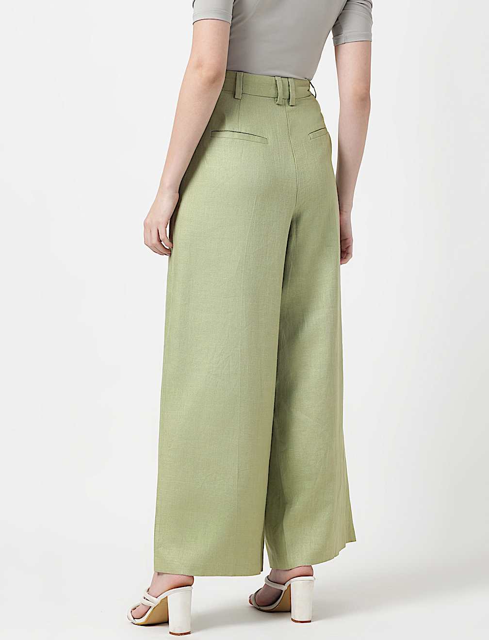 Flax Mix Plain Regular Fit Trousers