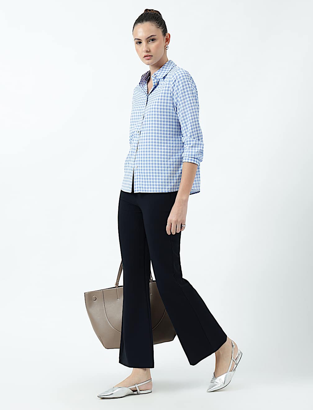 High Waist Side Zip Flared Trousers