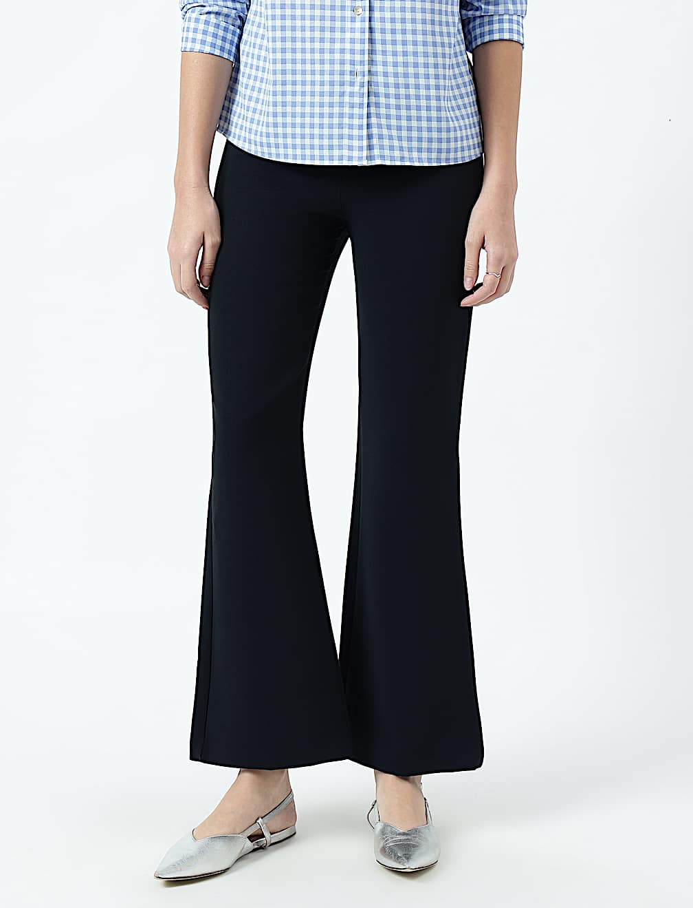 High Waist Side Zip Flared Trousers