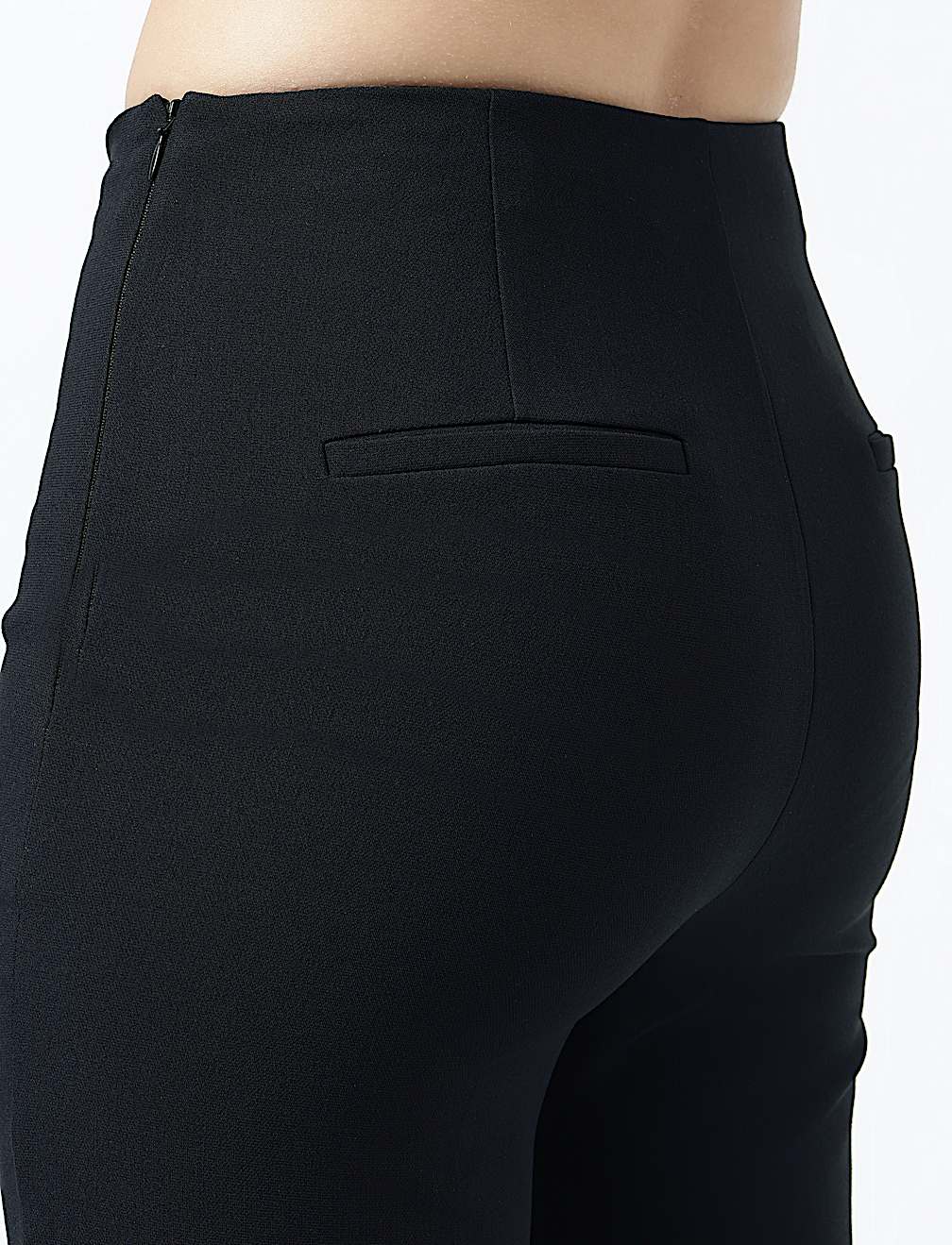 High Waist Side Zip Flared Trousers