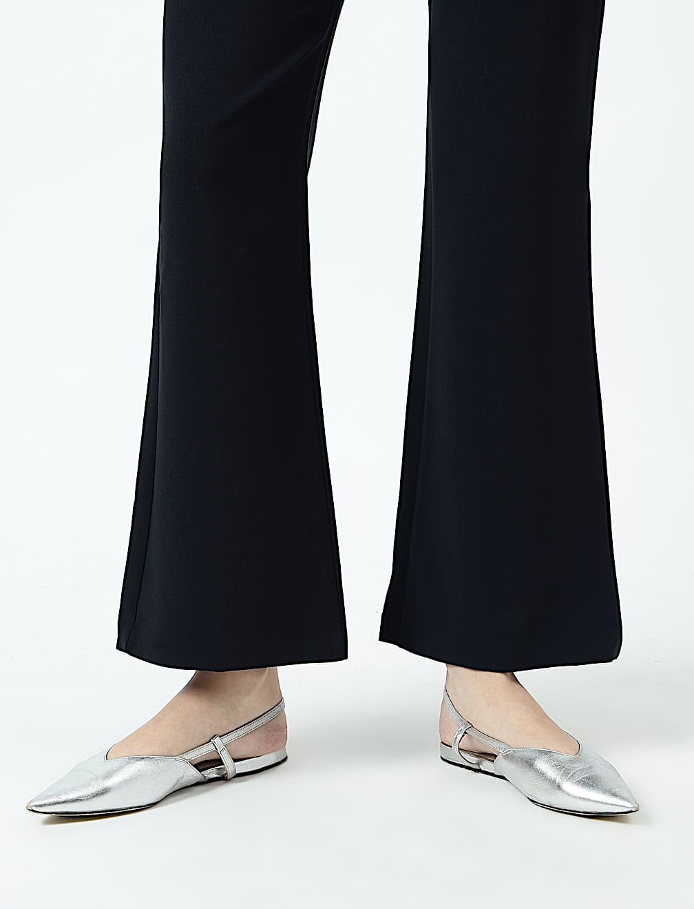 High Waist Side Zip Flared Trousers