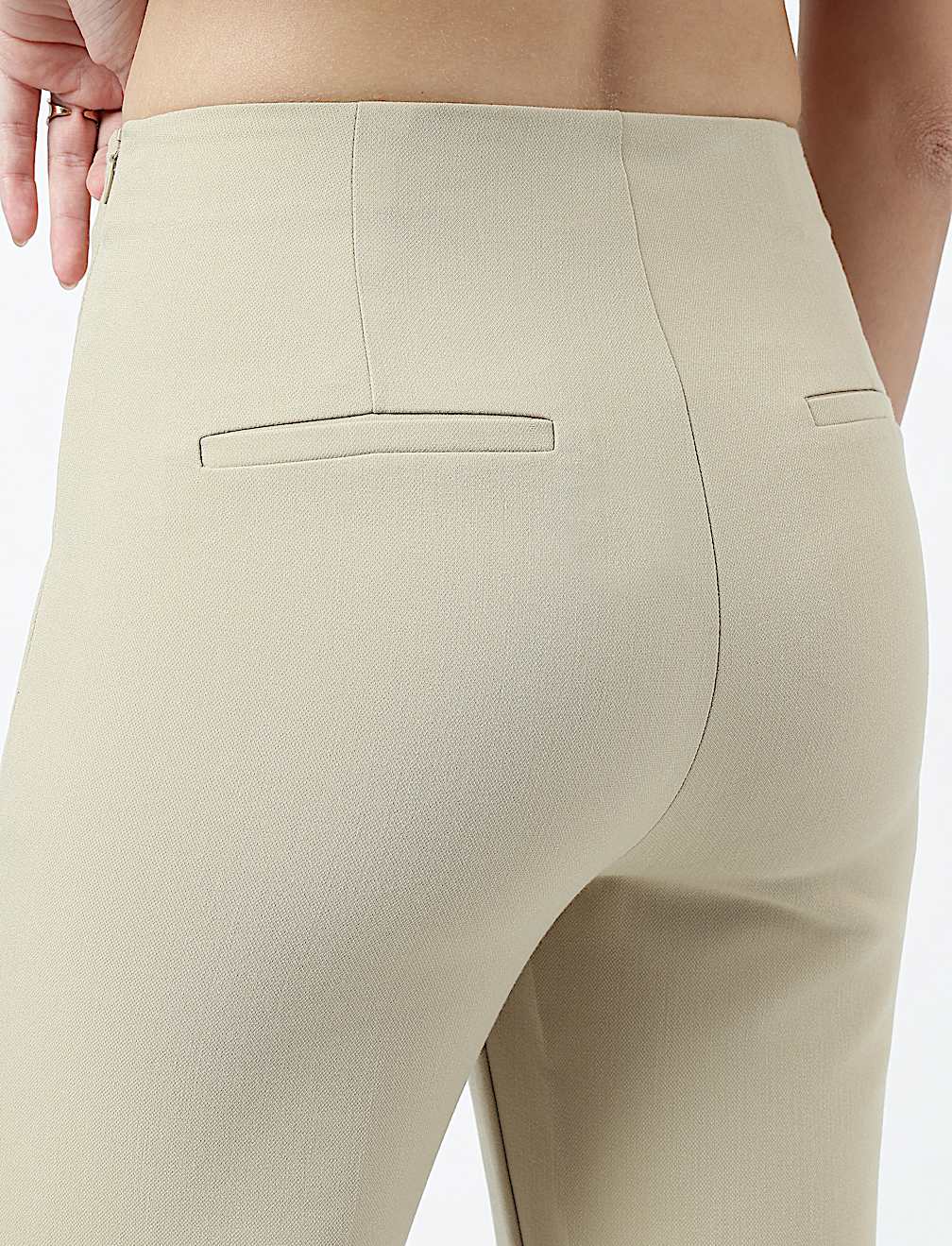 High Waist Side Zip Flared Trousers