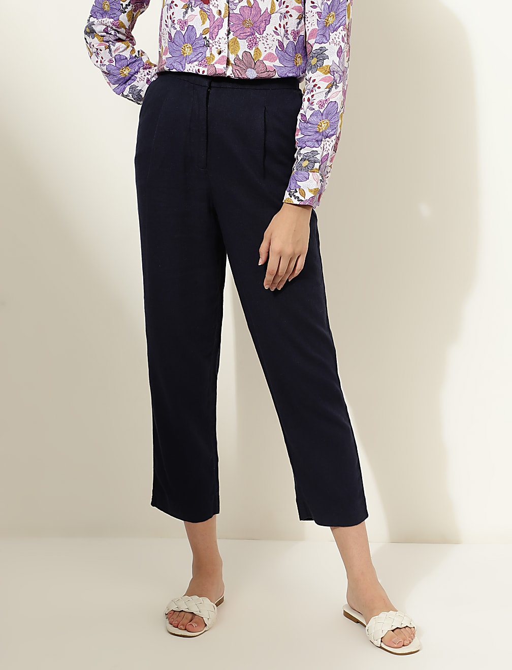 Linen Rich Straight Leg Trousers