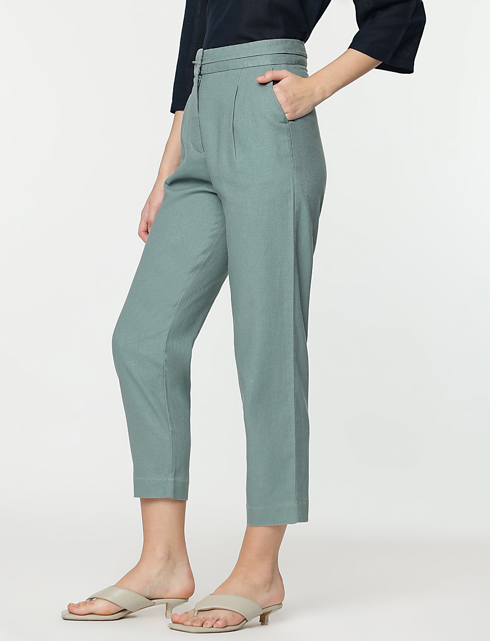 Linen Rich Straight Leg Trousers