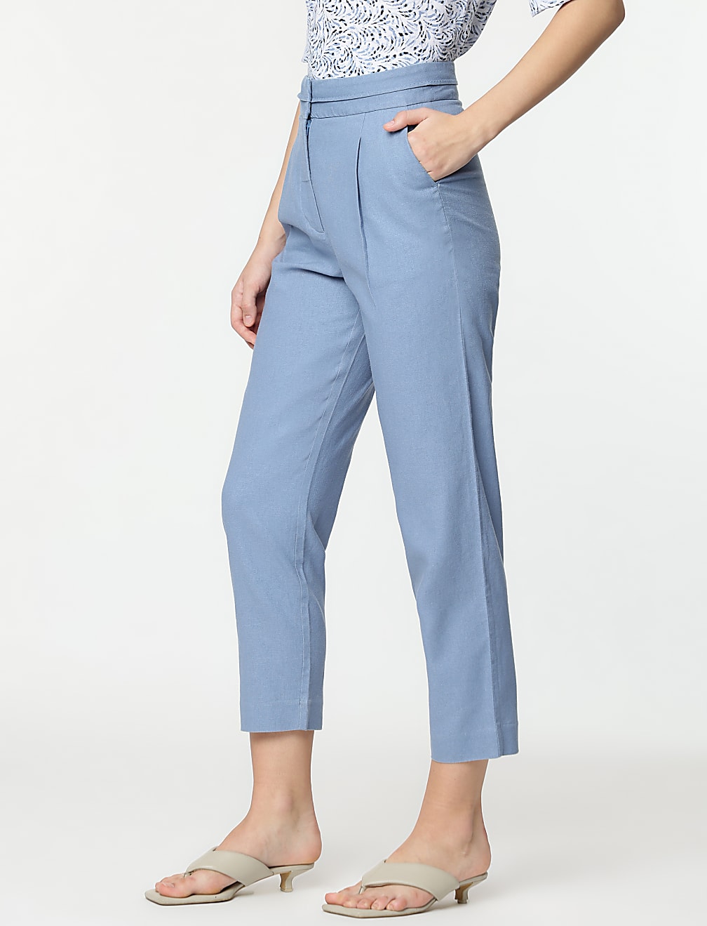 Linen Rich Straight Leg Trousers