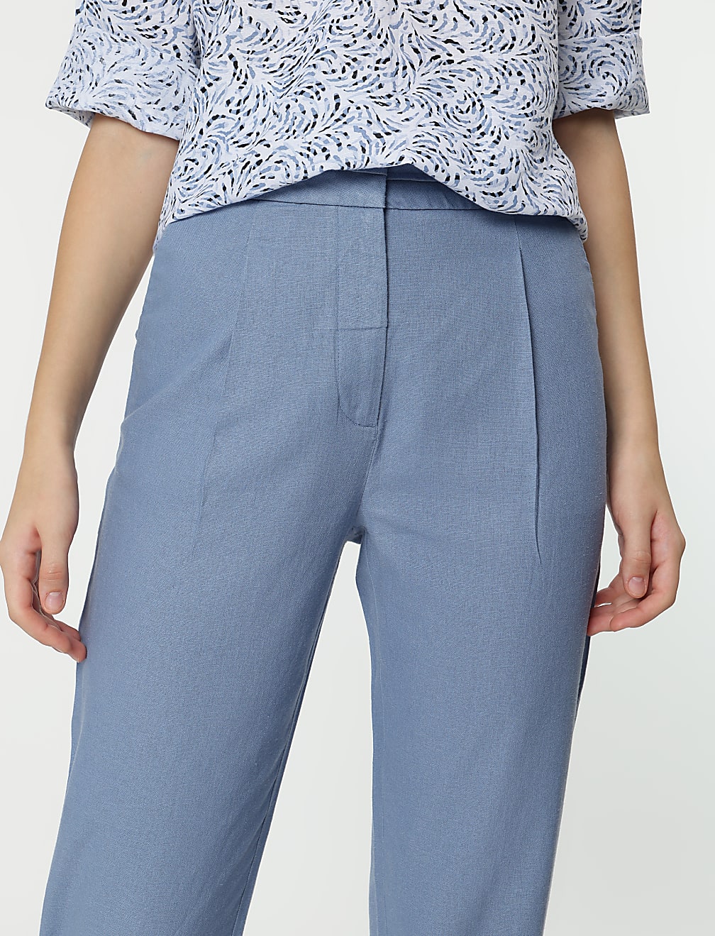Linen Rich Straight Leg Trousers