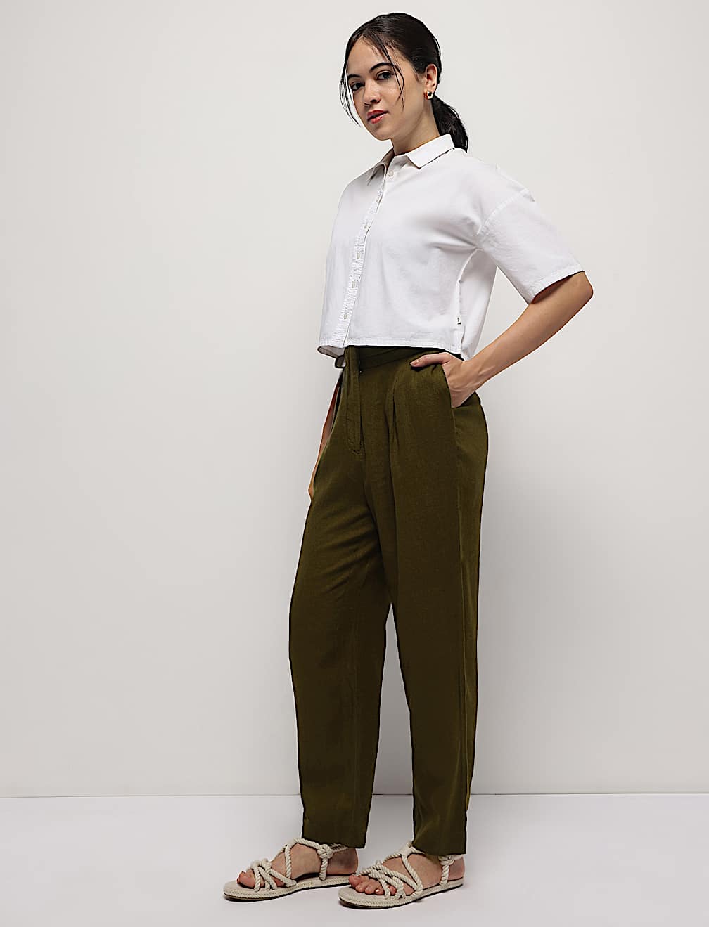 Linen Rich Straight Leg Trousers