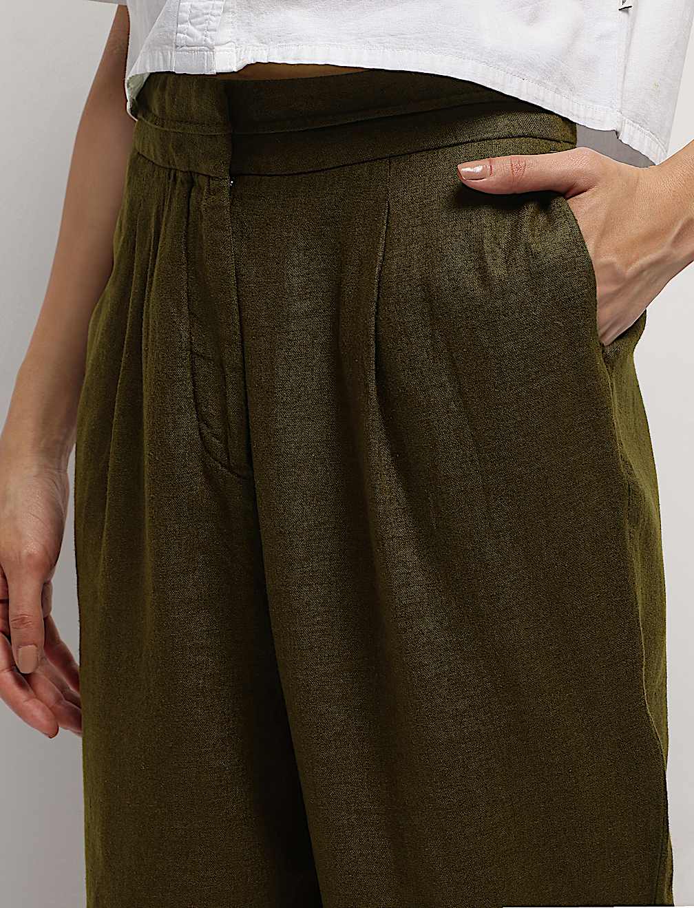 Linen Rich Straight Leg Trousers