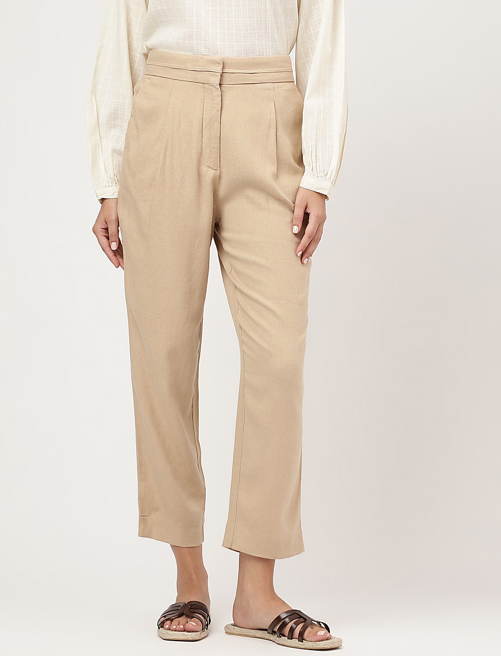 Linen Rich Straight Leg Trousers