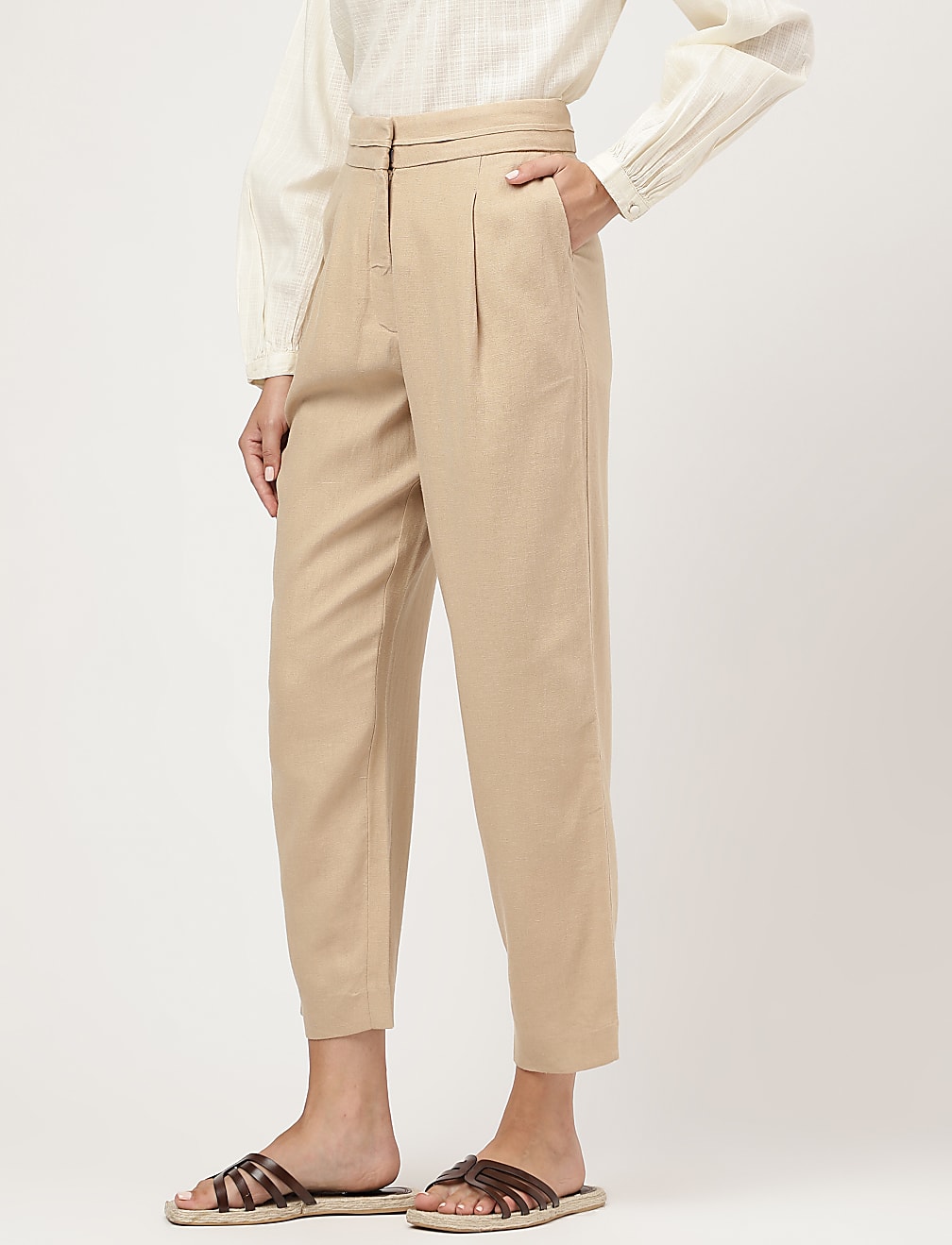 Linen Rich Straight Leg Trousers