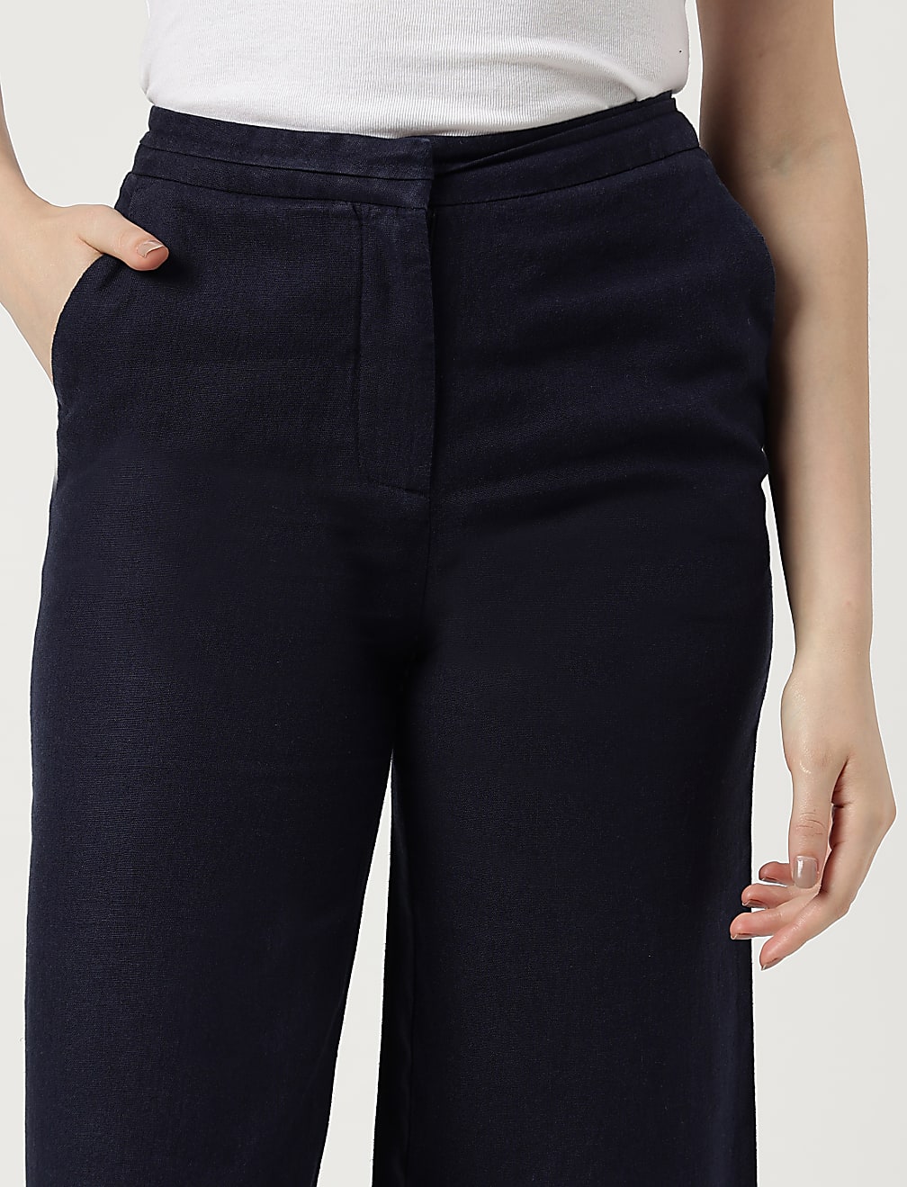 Linen Rich Wide Leg Trousers