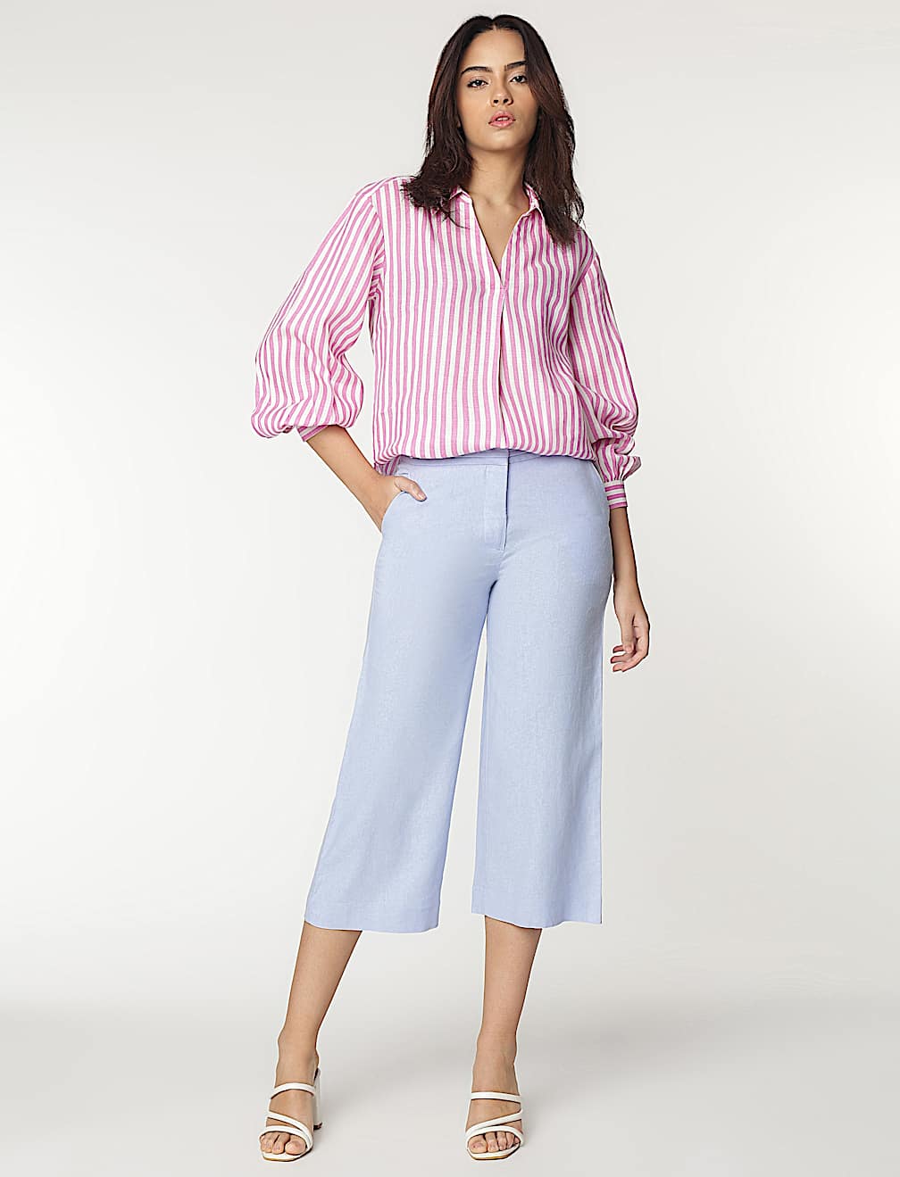 Linen Rich Wide Leg Trousers