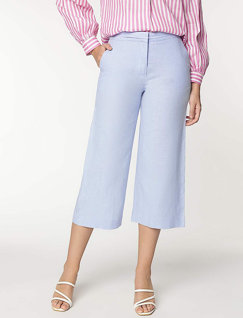 Linen Rich Wide Leg Trousers