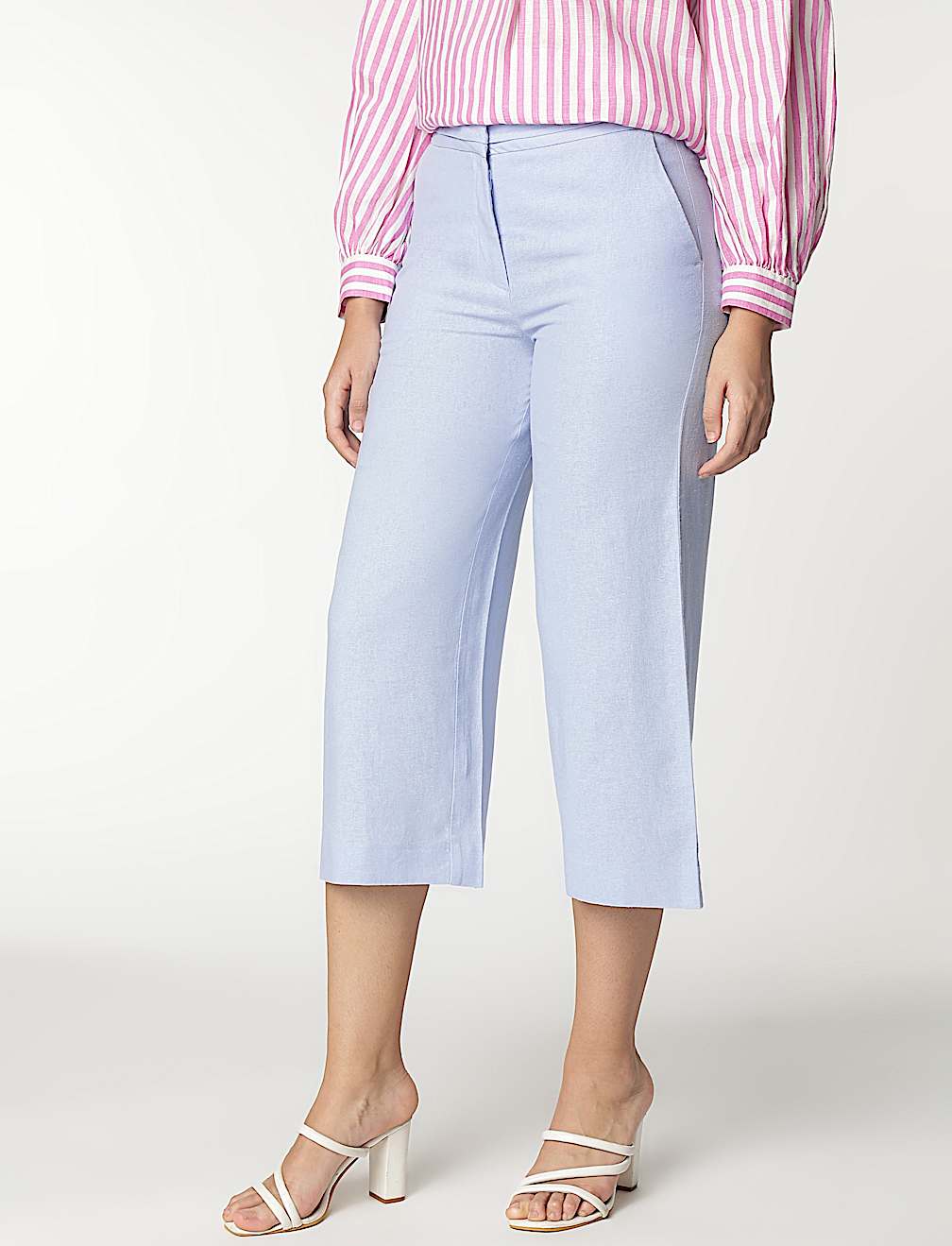 Linen Rich Wide Leg Trousers