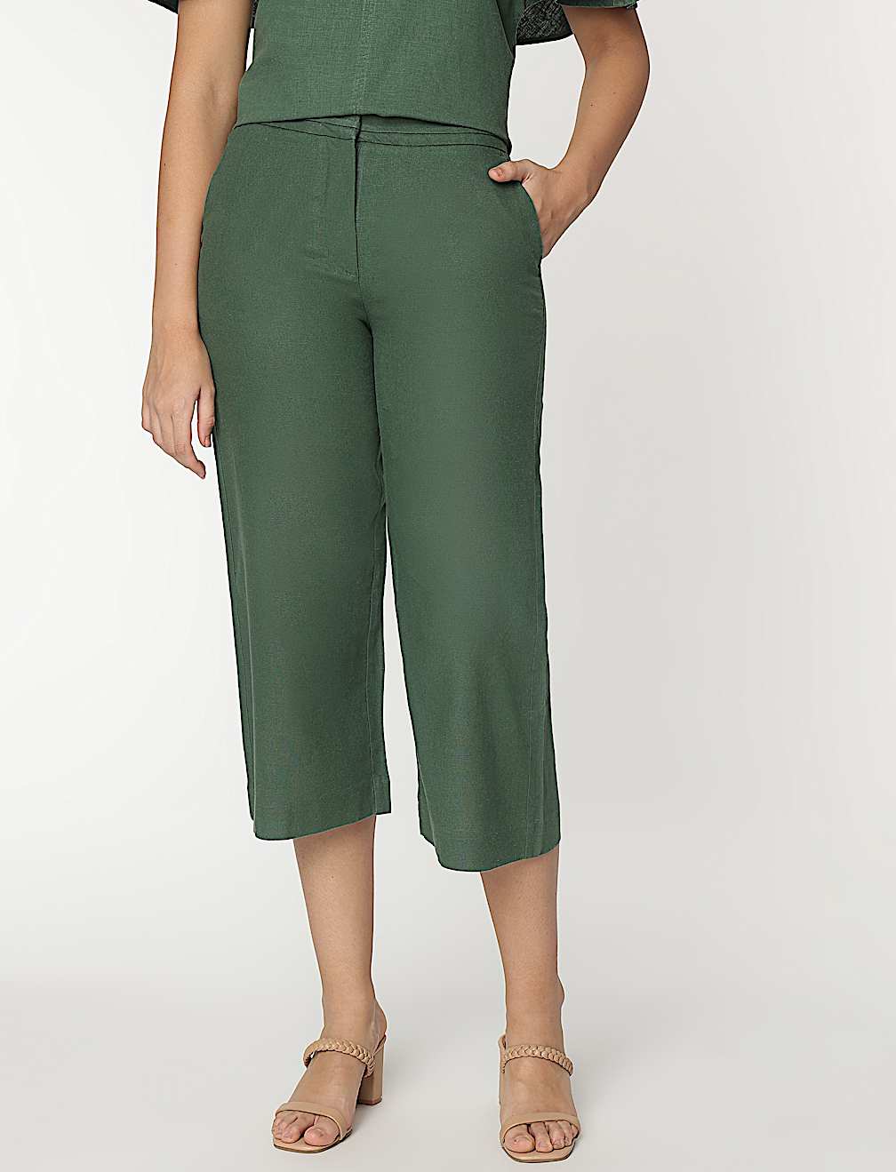 Linen Rich Wide Leg Trousers
