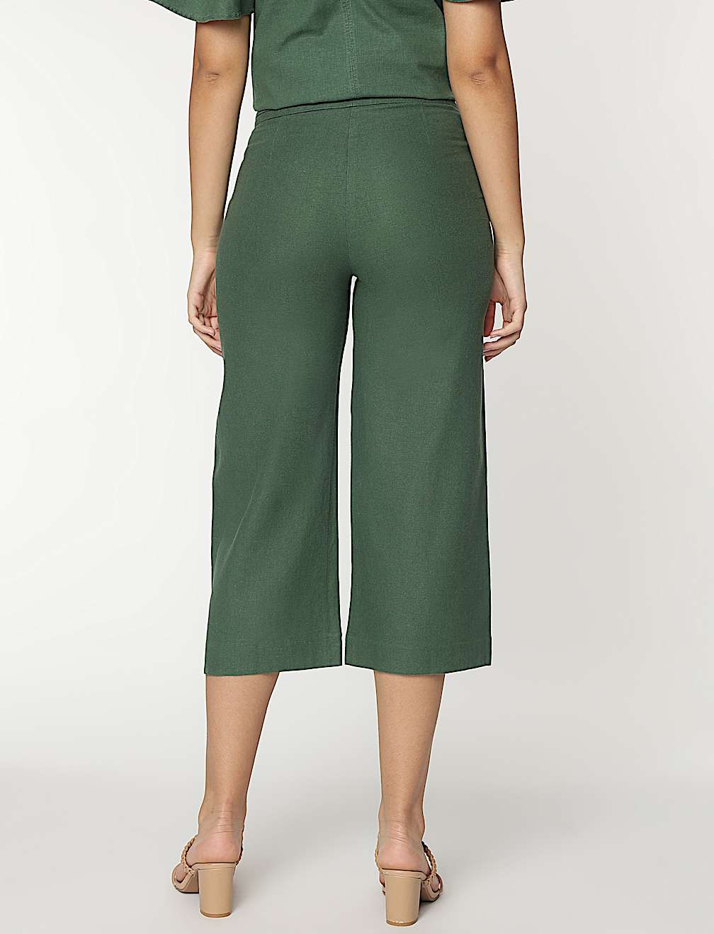 Linen Rich Wide Leg Trousers