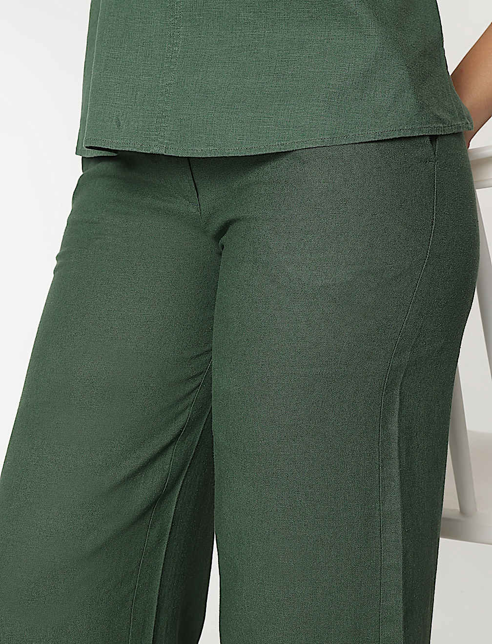 Linen Rich Wide Leg Trousers