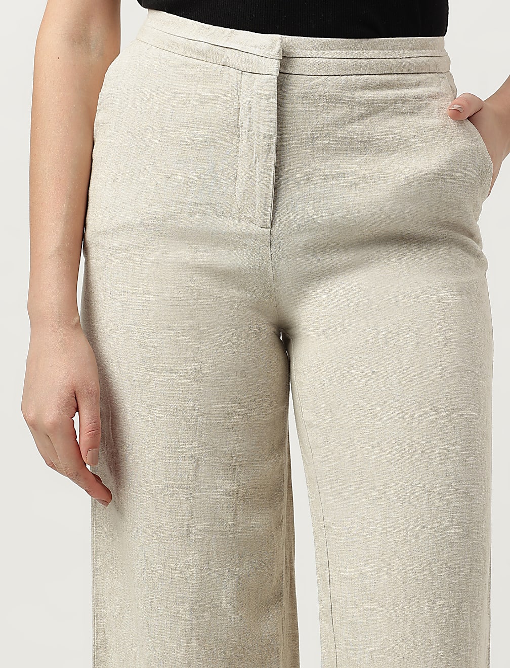 Linen Rich Wide Leg Trousers